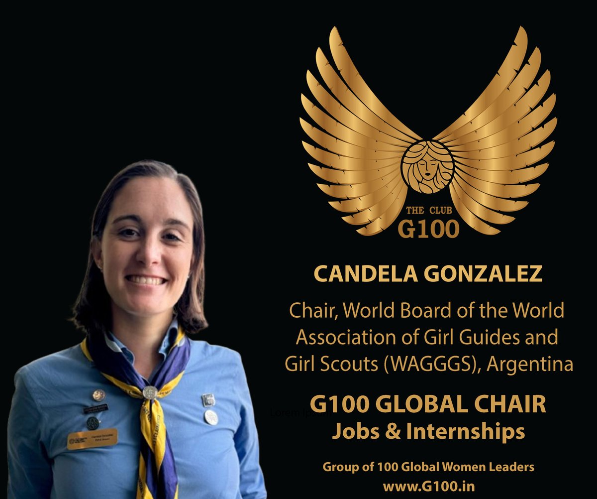 G100 (@g100wefleaders) on Twitter photo Welcoming Candela Gonzalez. Candela Gonzalez is the Chair of the World Board of the World Association of Girl Guides and Girl Scouts (WAGGGS), where she leads global strategy and advocacy efforts for 11 million girls and young women across 153 countries. #G100 Welcoming Candela Gonzalez. Candela Gonzalez is the Chair of the World Board of the World Association of Girl Guides and Girl Scouts (WAGGGS), where she leads global strategy and advocacy efforts for 11 million girls and young women across 153 countries. #G100