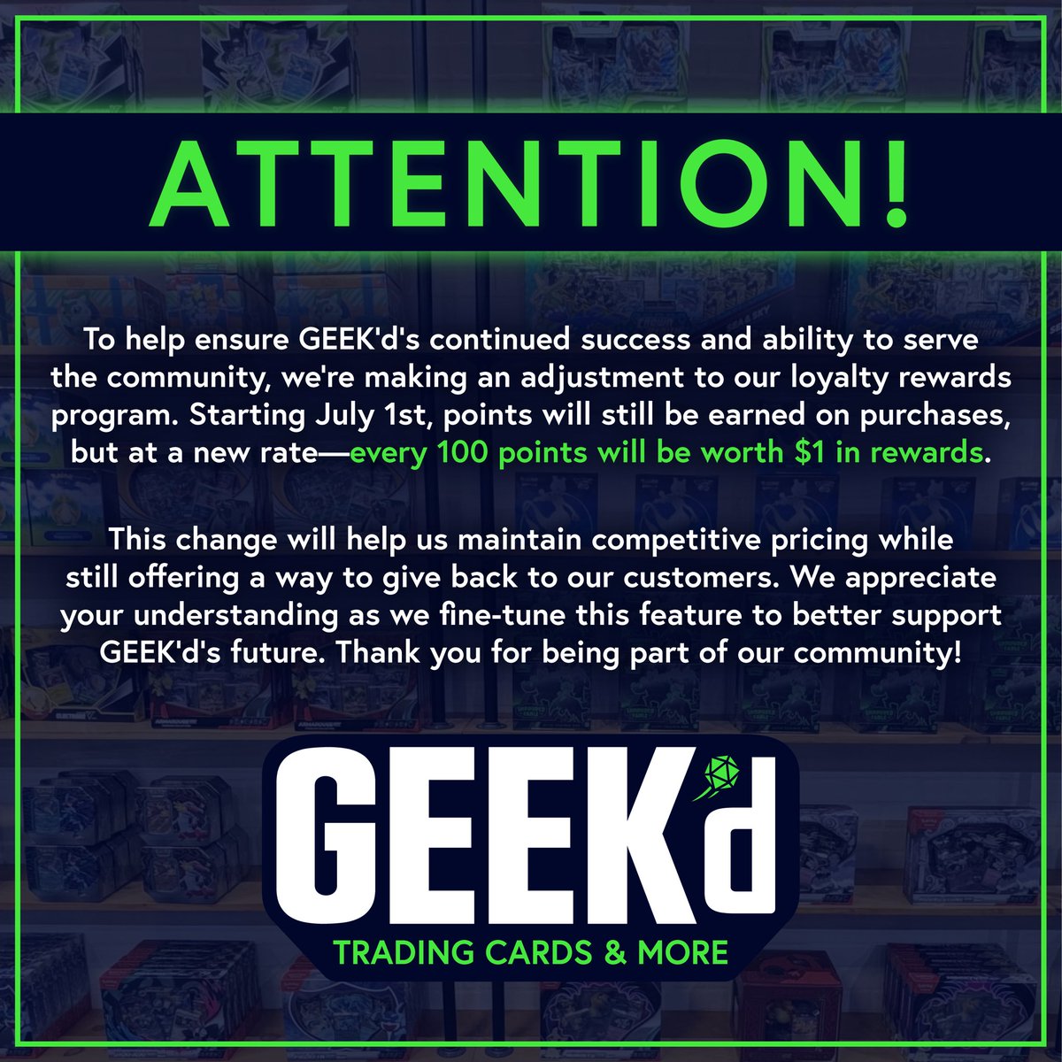 An update to GEEK’d’s reward program.
