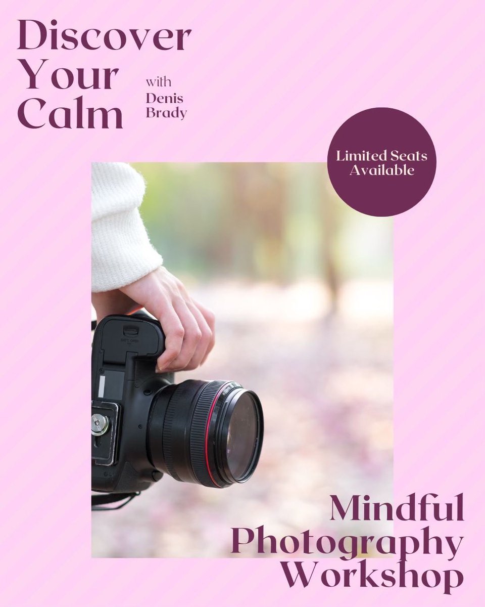 Discover your calm join us for a relaxed and friendly workshop on Mindful Photography.

This workshop is all about enjoying the process, embracing imperfection, discovering how photography can help you feel more grounded and connected.

Comment "calm" to secure your place