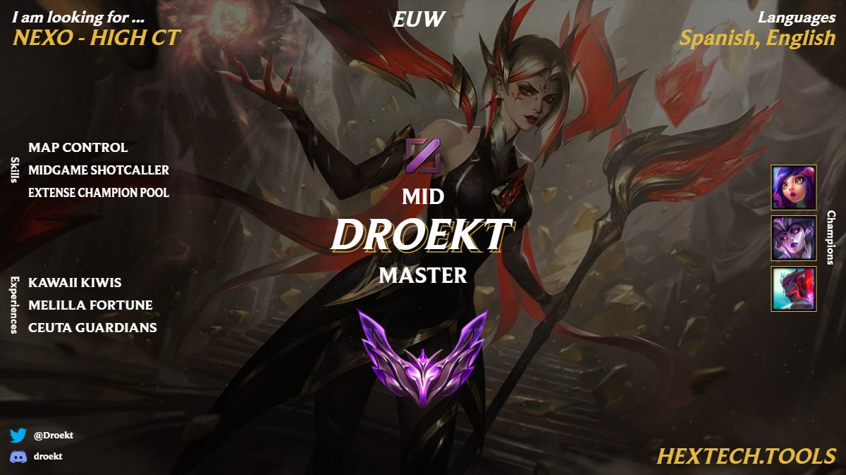 LFT para el siguiente split, estoy buscando principalmente NEXO, aunque estoy abierto a algún proyecto de high CT. Como referencias se puede contactar a cualquier persona que haya compartido equipo conmigo.

RT's appreciated😃