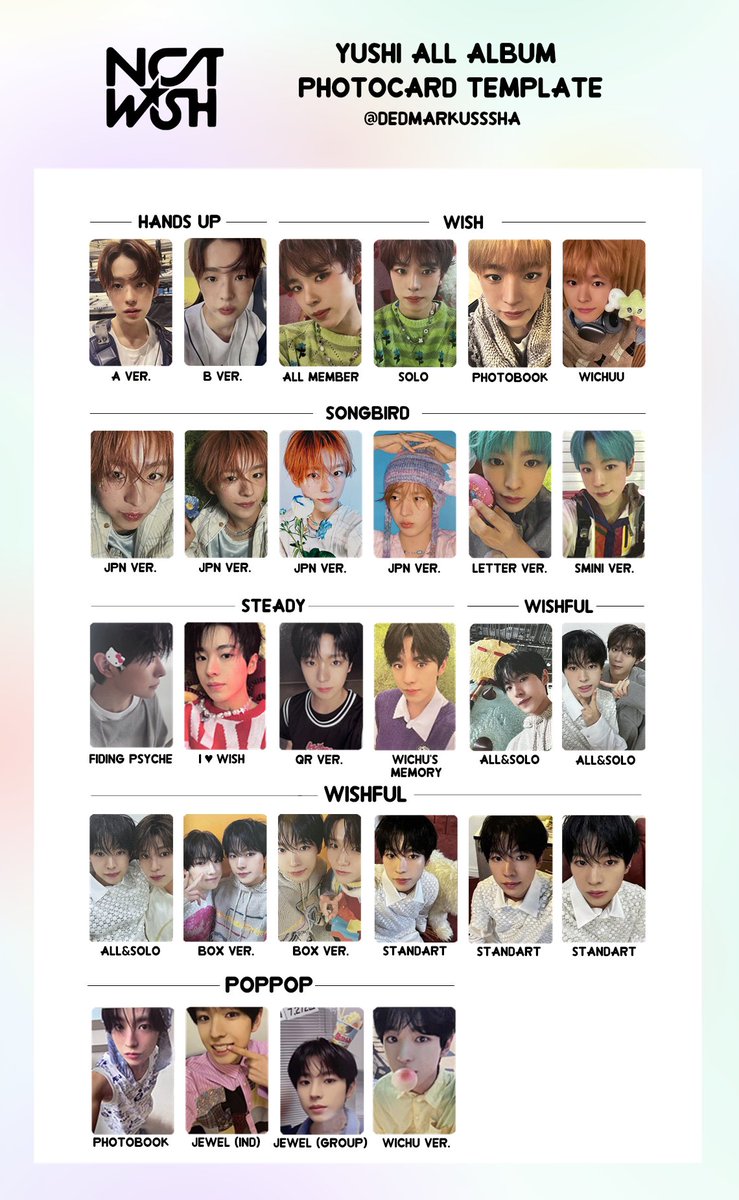NCT WISH Sion, Riku, Yushi ALL ALBUM PHOTOCARD TEMPLATE 엔시티위시