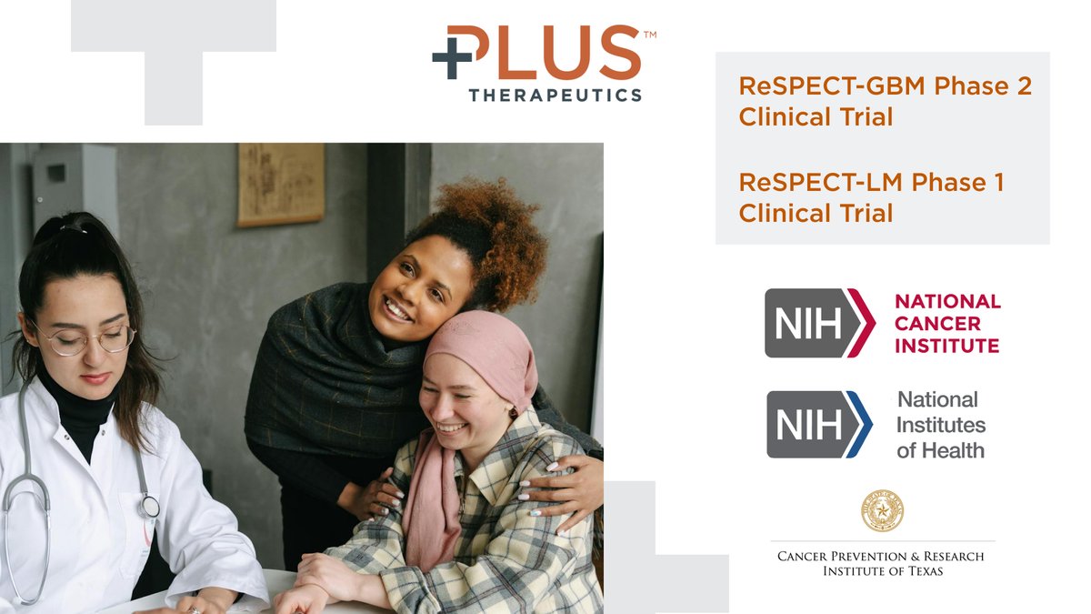 Plus Therapeutics (Nasdaq: PSTV) (@plustxinc) on Twitter photo Every day, the #PlusTherapeutics team comes to work with the same goal: to help patients and clinicians find safe, lasting solutions for treating rare and difficult-to-treat cancers.
Thank you to the <a href="/NIH/">NIH</a> and <a href="/theNCI/">National Cancer Institute</a> for their support for our ongoing ReSPECT-GBM Phase 2 Clinical Every day, the #PlusTherapeutics team comes to work with the same goal: to help patients and clinicians find safe, lasting solutions for treating rare and difficult-to-treat cancers.
Thank you to the <a href="/NIH/">NIH</a> and <a href="/theNCI/">National Cancer Institute</a> for their support for our ongoing ReSPECT-GBM Phase 2 Clinical