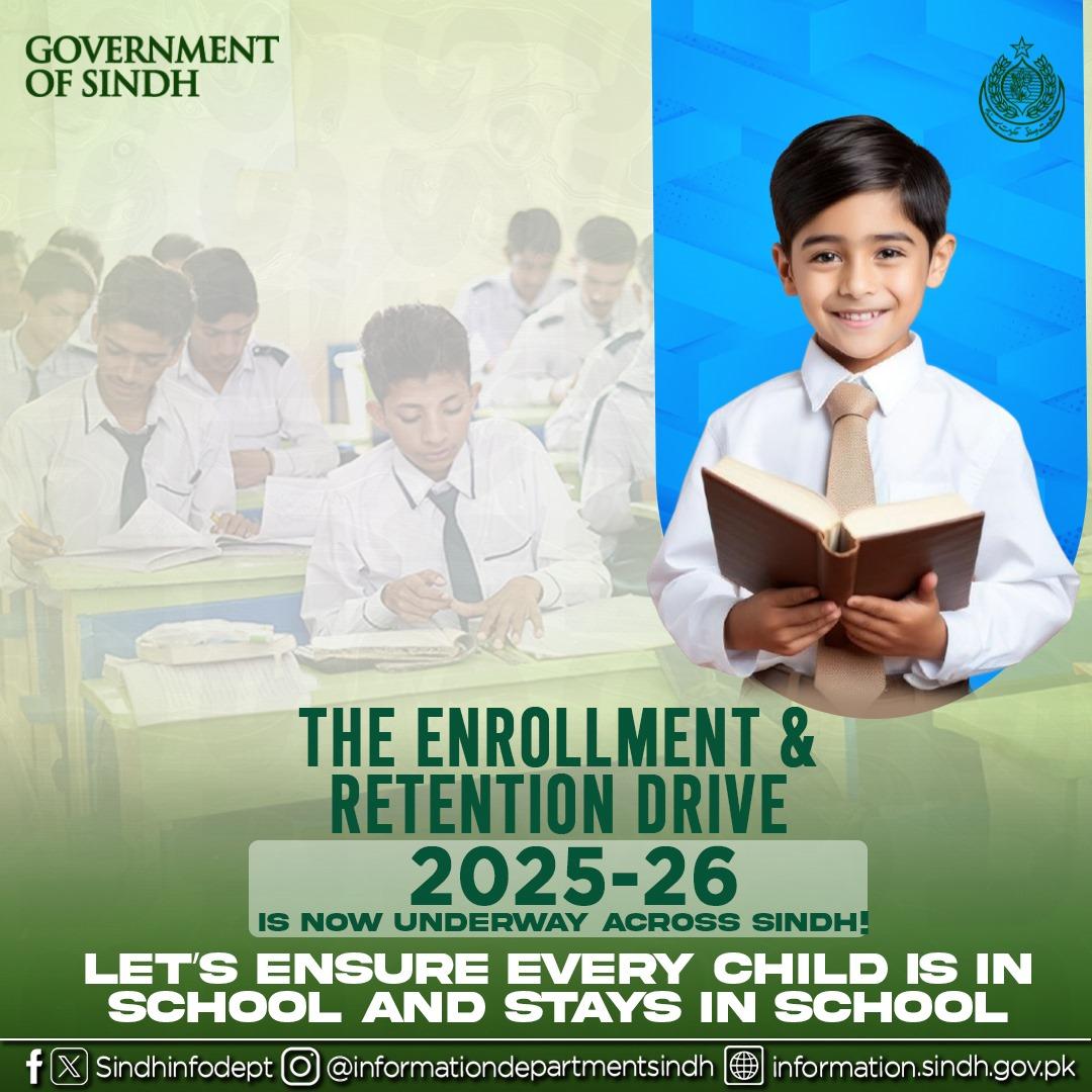 DurraniNajeeb41's tweet image. The Enrollment &amp;amp; Retention Drive 2025-26 is now underway across Sindh! Let’s ensure every child is in school and stays in school
@ShahNafisa
Sindh Government remains committed to bringing every child to school and providing quality education for all
#ProgressiveSindh #VisionSindh