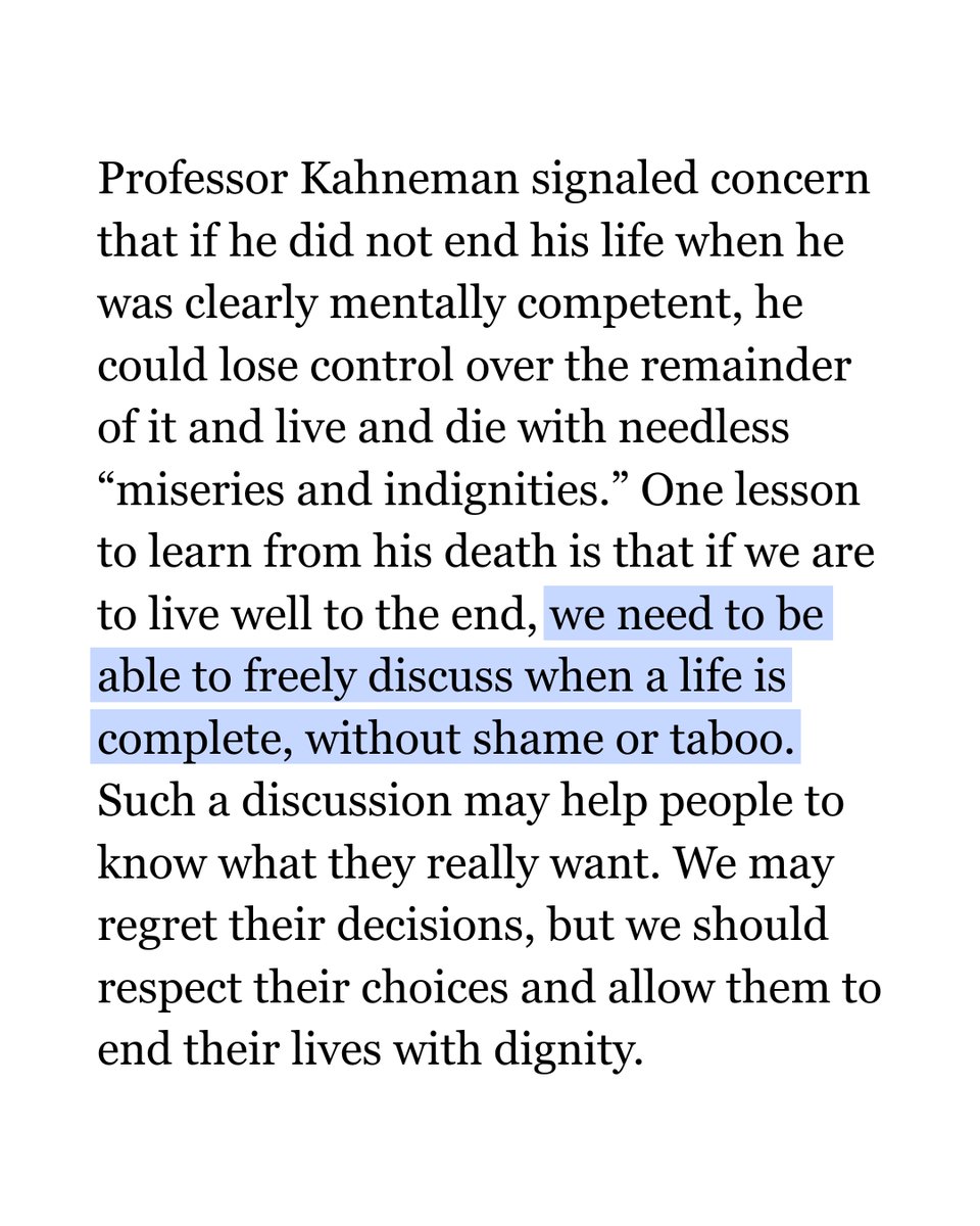 Katarzyna de Lazari-Radek and Peter Singer reflect on an interview they did with Daniel Kahneman one week before he died at the time of his choosing. 

Full article: 
nytimes.com/2025/04/14/opi…

#completedlife #danielkahneman