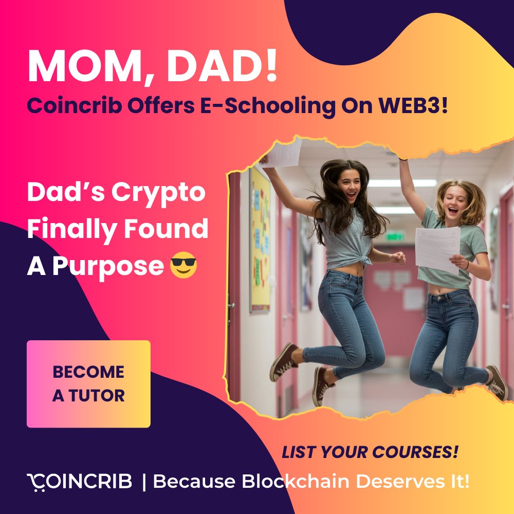 coincrib's tweet photo. Kid: “MOM! @Coincrib does eSchooling on Web3!”
Mom: “Good. Maybe your dad can finally use that damn crypto.”
Dad: Staring at his $DOGE bag, can't believe it's time to sell... finally, after years 😩
🎓 https://t.co/FUfAitemH7
#Coincrib #Web3Learning #CryptoSchool #eLearning https://t.co/rdVzNGhlWG