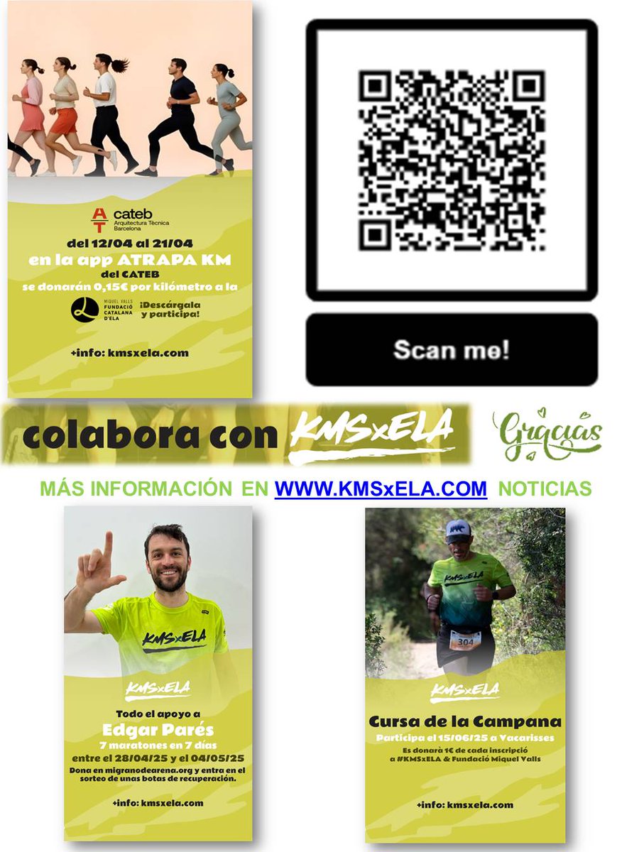 El reto de <a href="/cateb_barcelona/">Cateb</a> ya lleva 3 días

Ya somos 930 personas sumando #KMSxELA 🥰

Se llevan recogidos 19871 kms y 3956€ 

Pero nos falta más gente, para llegar a los 80.000 kms. 

Apuntaté ➡️ kmsxela.com/2025/04/04/atr…

Que se ve a la marea verde cuando se necesita 💪💚