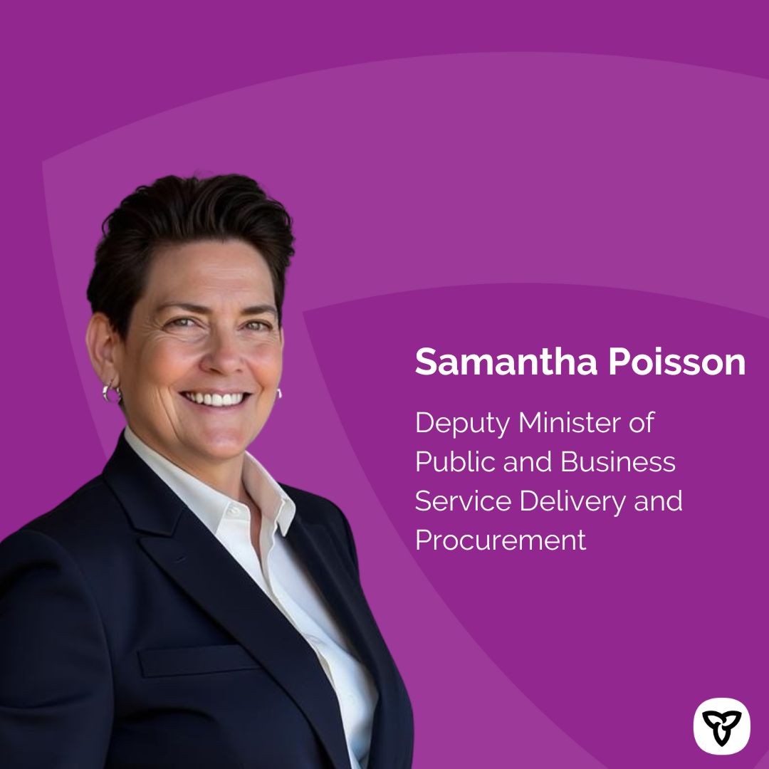 SecretaryON's tweet photo. (3/4) Also excited to share Samantha Poisson will joining the Ministry of Public and Business Service Delivery and Procurement as Deputy Minister. With her expertise in court modernization and digital transformation, she will bring invaluable experience to this vital portfolio. https://t.co/GYqss4xXzi