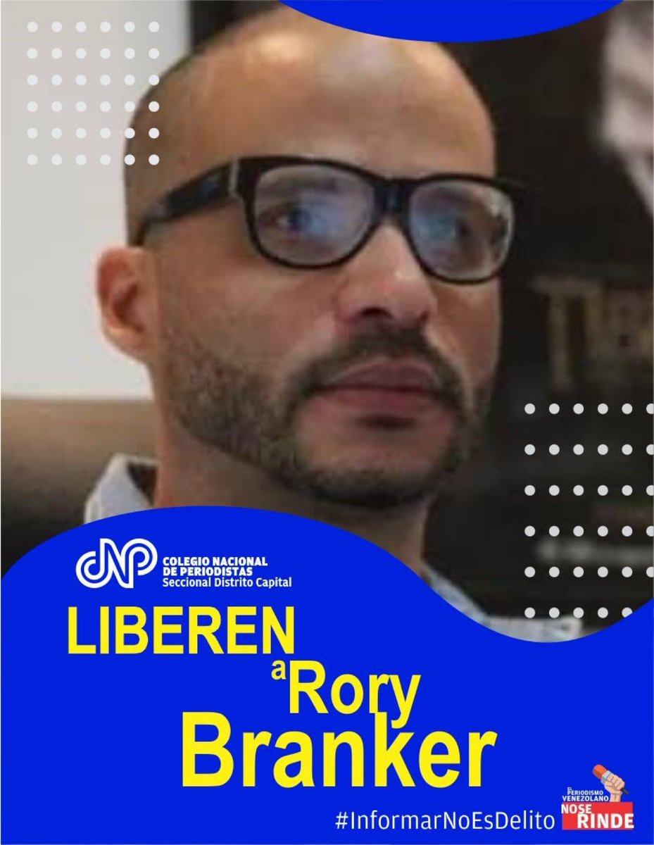 #14Abr #PresosPoliticos
Hoy Rory Branker, comunicador del medio <a href="/la_patilla/">La Patilla</a> cumple 55 días detenido arbitrariamente . Seguimos sin conocer su estado de salud y paradero - <a href="/CNPCaracas/">CNP Caracas</a>