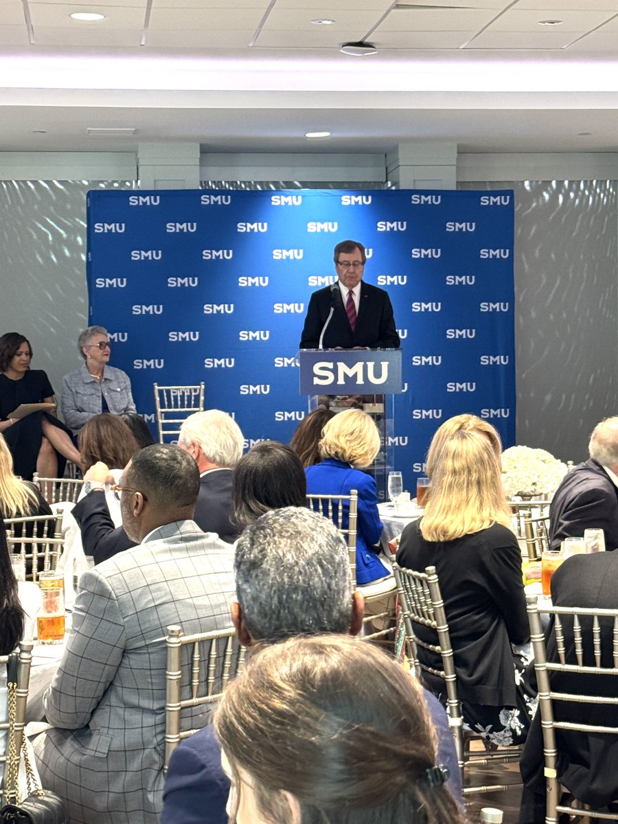 MaguireEthics's tweet image. President Dr. Turner is at the podium for his remarks on the significance of the J. Erik Jonsson award. #SMUEthics