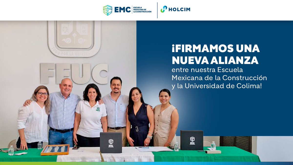 Holcim_Mx's tweet image. 🎓 ¡Nueva alianza EMC-Holcim México con la Universidad de Colima!

Con esta iniciativa llevaremos formación técnica gratuita y certificada a trabajadores de la construcción en el occidente de México. 🏗️
Juntos impulsamos la inclusión y el desarrollo sostenible.

#Holcim #EMC