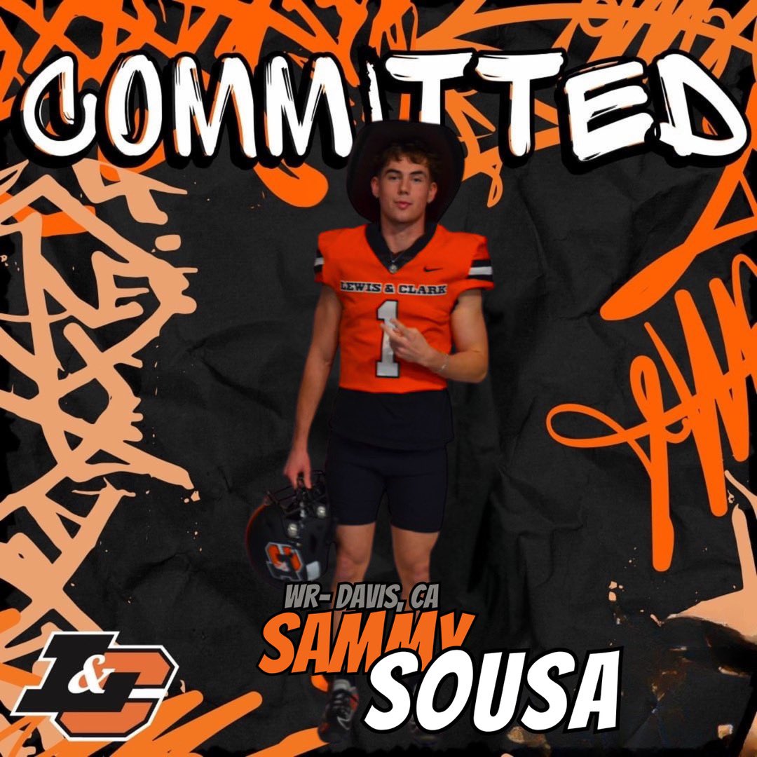 Sammy Sousa (@sammysousafb) on Twitter photo Excited to announce my commitment to continue my academic and athletic career at Lewis and Clark! #rollpios
<a href="/coachbelliott/">Brett Elliott</a> <a href="/CoachMachadojr/">Michael Machado</a> <a href="/lewisclarkfb/">Lewis & Clark Football</a> <a href="/IAmTDowns/">DBSelect_TDowns</a> @Route_School Excited to announce my commitment to continue my academic and athletic career at Lewis and Clark! #rollpios
<a href="/coachbelliott/">Brett Elliott</a> <a href="/CoachMachadojr/">Michael Machado</a> <a href="/lewisclarkfb/">Lewis & Clark Football</a> <a href="/IAmTDowns/">DBSelect_TDowns</a> @Route_School
