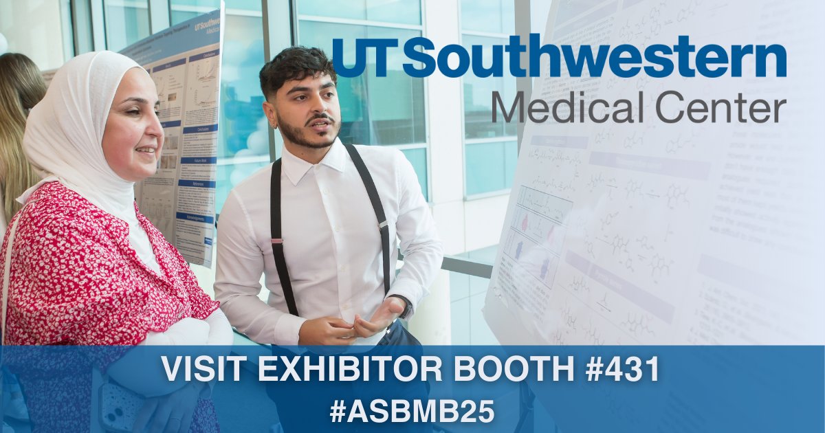 UTSW Science (@utswscience) on Twitter photo Visit <a href="/UTSWMedCenter/">UT Southwestern Medical Center</a> at booth #431 at #ASBMB25 to learn more about our postdoc research opportunities! bit.ly/4gAuEdW Visit <a href="/UTSWMedCenter/">UT Southwestern Medical Center</a> at booth #431 at #ASBMB25 to learn more about our postdoc research opportunities! bit.ly/4gAuEdW