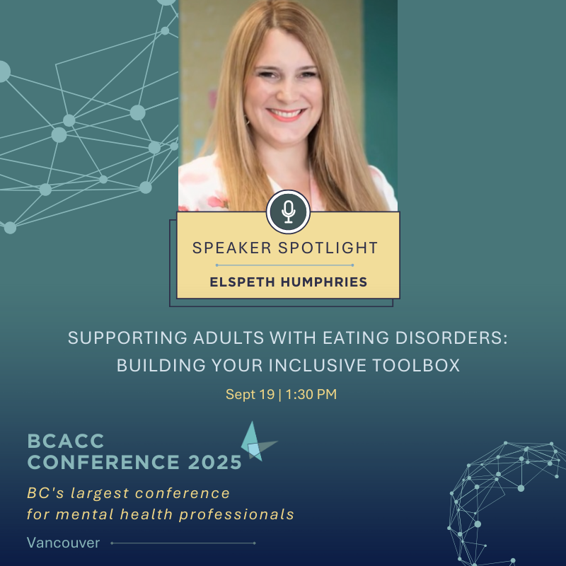 bccounsellors's tweet image. BCACC CONFERENCE SPEAKER SPOTLIGHT! ELSPETH'S SESSION: Supporting Adults with Eating Disorders: Building Your Inclusive Toolbox | September 19: 1:30 PM - 3:00 PM
Register here - site.pheedloop.com/event/BCACC202…
#BCACC2025 #BCACC #MentalHealth