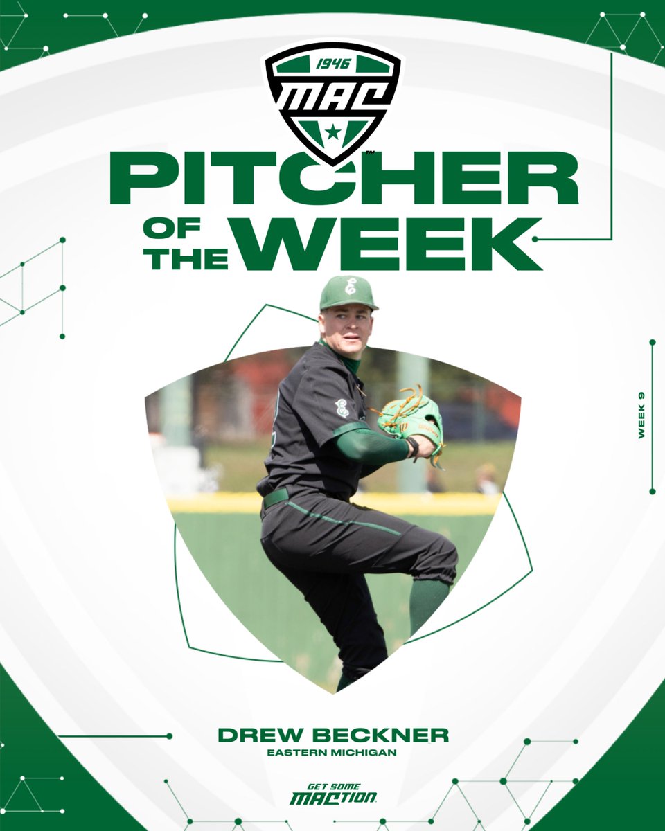 MACtion (@macsports) on Twitter photo ⚾️ Pitcher of the Week ⚾️
<a href="/drew_beckner/">Drew Beckner</a> pitched a gem in his start against the Toledo Rockets on Friday, April 11.
Beckner tied his NCAA Division I career high with eight strikeouts for the third time this season and second game consecutively, as he didn’t allow an earned run, ⚾️ Pitcher of the Week ⚾️
<a href="/drew_beckner/">Drew Beckner</a> pitched a gem in his start against the Toledo Rockets on Friday, April 11.
Beckner tied his NCAA Division I career high with eight strikeouts for the third time this season and second game consecutively, as he didn’t allow an earned run,
