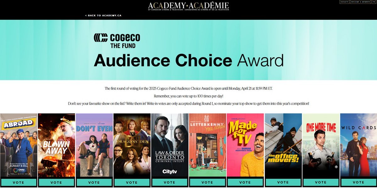 Congratulations Team ABROAD for our
2025 Cogeco Fund Audience Choice Award nomination!