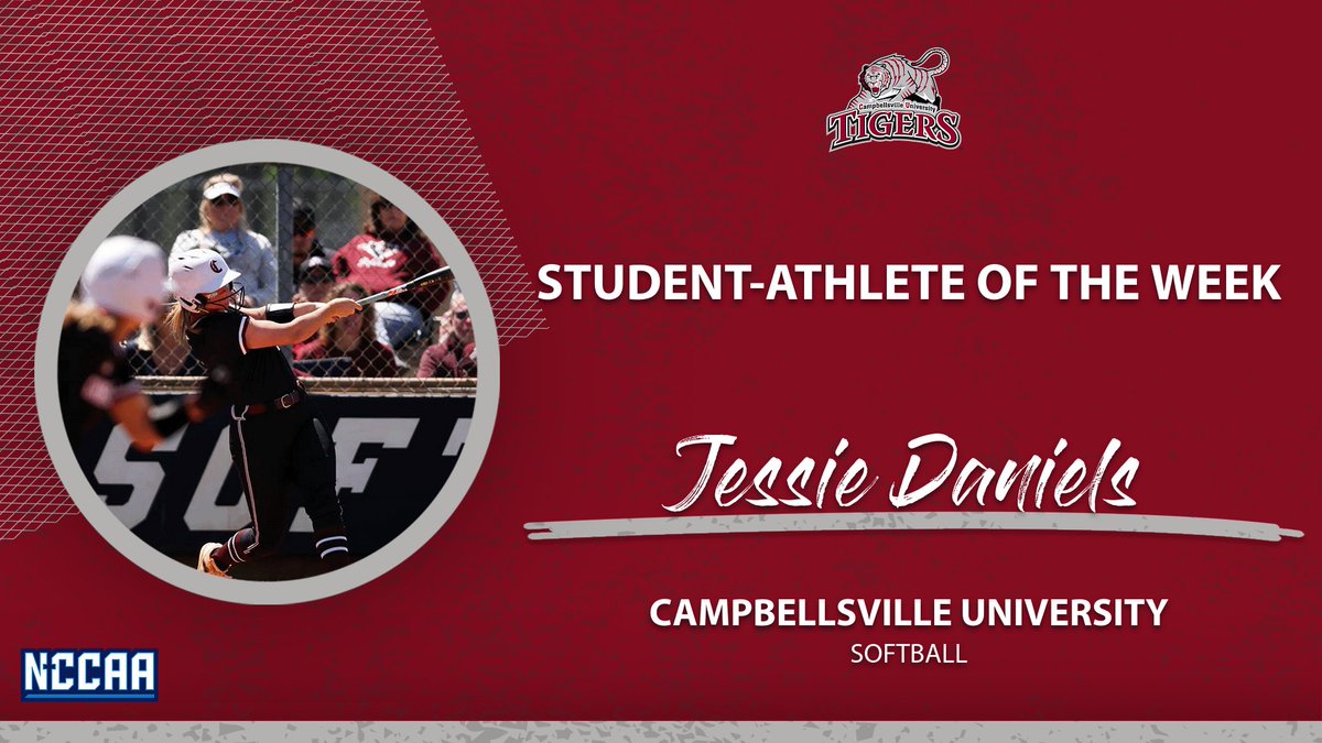 🥎Student-Athlete of the Week🥎
#NCCAASoftball - Offensive
𝐉𝐞𝐬𝐬𝐢𝐞 𝐃𝐚𝐧𝐢𝐞𝐥𝐬, Campbellsville University
the-n.cc/4jaC8Gt | #PlayForHim