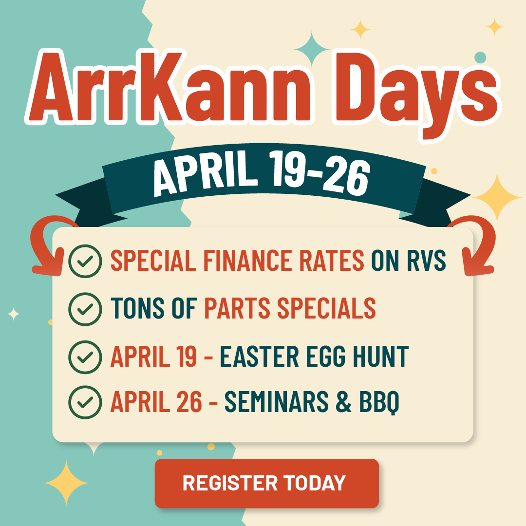 🌟 ArrKann Days are almost here! 🌟 Join us from April 19-26 for a week of incredible deals, fun events, and everything RV-related! 🚐✨

🎉 Don't miss out—register today: form.jotform.com/25084699267827…

#ArrKannDays #besttripever #rvlife