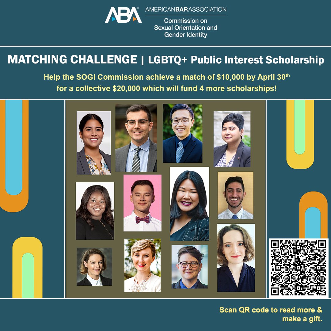 From SOGI Commission:

CLOSING APRIL 30!

An extremely generous anonymous donor has pledged $10,000 as a matching challenge. Your gift today will help us raise $10,000 for a collective $20,000  that will fund four (4) LGBTQ+ Public Interest Scholarships!