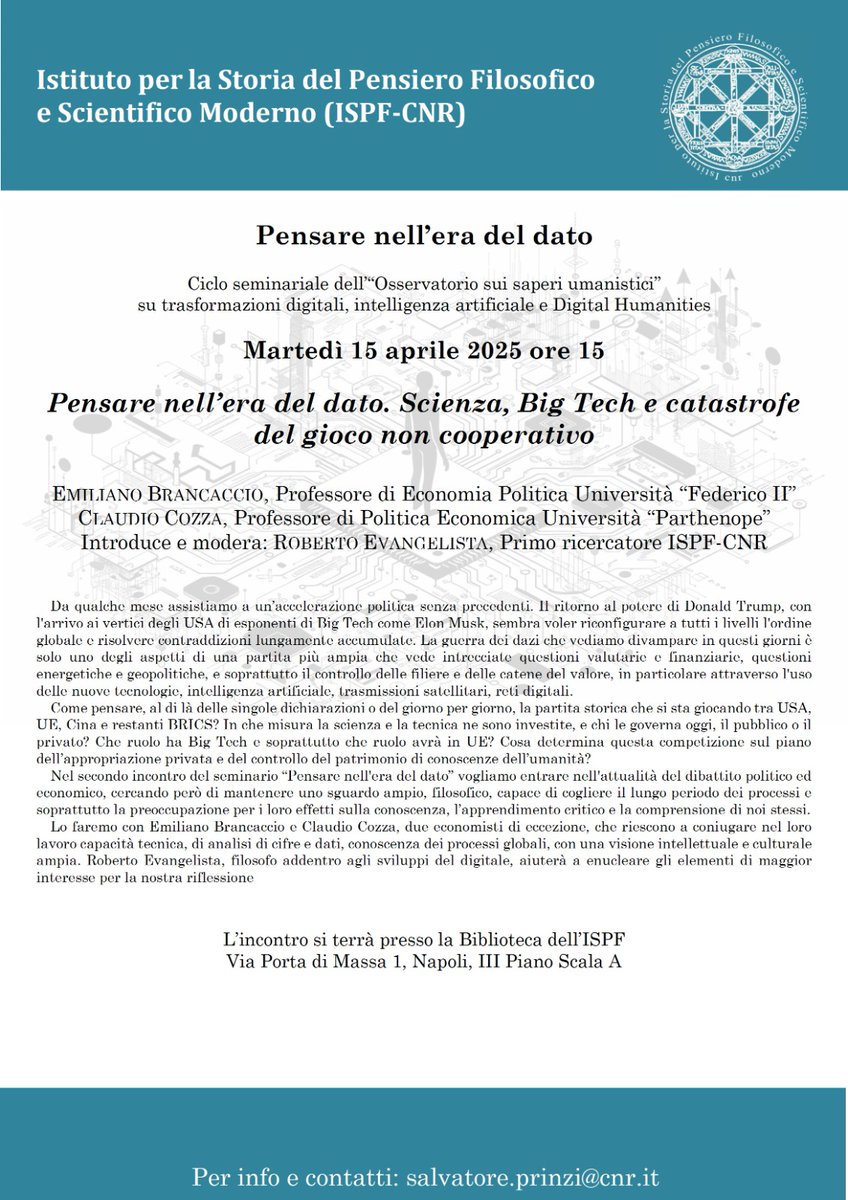 domani (martedì 15 aprile) a Napoli