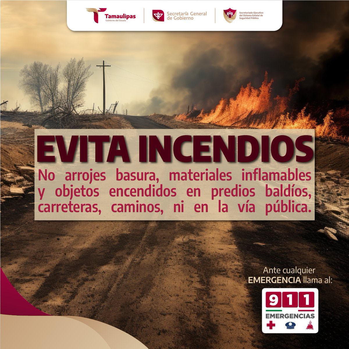 Protejamos nuestro entorno, evitemos incendios forestales 🌲🔥

Si ves humo o fuego, ¡actúa rápido! Llama a la Línea de Emergencias 9-1-1 🚨
