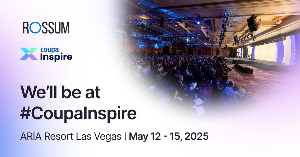 ⏰ The countdown is on! We're less than a month away from #CoupaInspire in Vegas 🎉

Come connect with the Rossum team at Booth E6 and discover how we're reshaping procurement paperwork processing with specialist AI agents.

📅 May 12–15, 2025

rossum.ai/meet-team-ross…