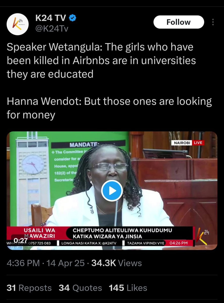 NjeriWaMigwi's tweet image. Circling back to ask?

So if they're looking for money they deserve to be killed? That the justification for Femicide?

So what did the 1 year who was raped &amp;amp; killed do? Or the wife who was raped killed on her doorway yesterday?

You're victim blaming the dead ? We are in the…