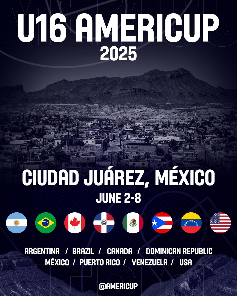 MexBasquet 🇲🇽🏀 (@mexbasquet) on Twitter photo #MexBasquet 🇲🇽🏀 La FIBA anunció a Ciudad Juárez, Chihuahua, como sede de la <a href="/AmeriCup/">FIBA AmeriCup</a> varonil U16 que se realizará del 2-8 de junio del 2025 y donde participarán las 8 mejores selecciones del continente.
México logró su clasificación en el 2024, al ganar medalla de plata. #MexBasquet 🇲🇽🏀 La FIBA anunció a Ciudad Juárez, Chihuahua, como sede de la <a href="/AmeriCup/">FIBA AmeriCup</a> varonil U16 que se realizará del 2-8 de junio del 2025 y donde participarán las 8 mejores selecciones del continente.
México logró su clasificación en el 2024, al ganar medalla de plata.