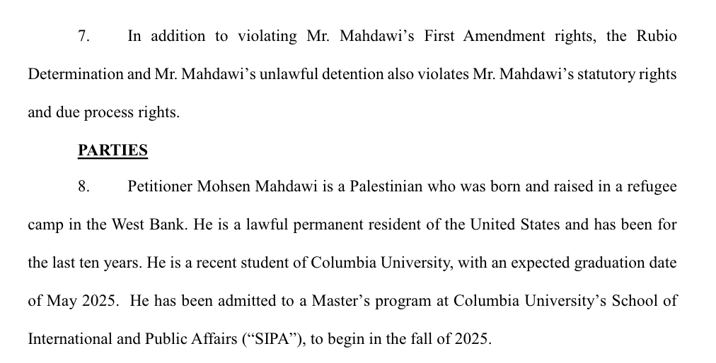 prem_thakker's tweet photo. Trump admin just detained Mohsen Mahdawi, who:
–has green card
–was Columbia Buddhist club president
–saw best friend shot by Israeli soldier
–said "we are against antisemitism because antisemitism is a form of injustice, and injustice anywhere is a threat to justice everywhere" https://t.co/DEpKf85yno
