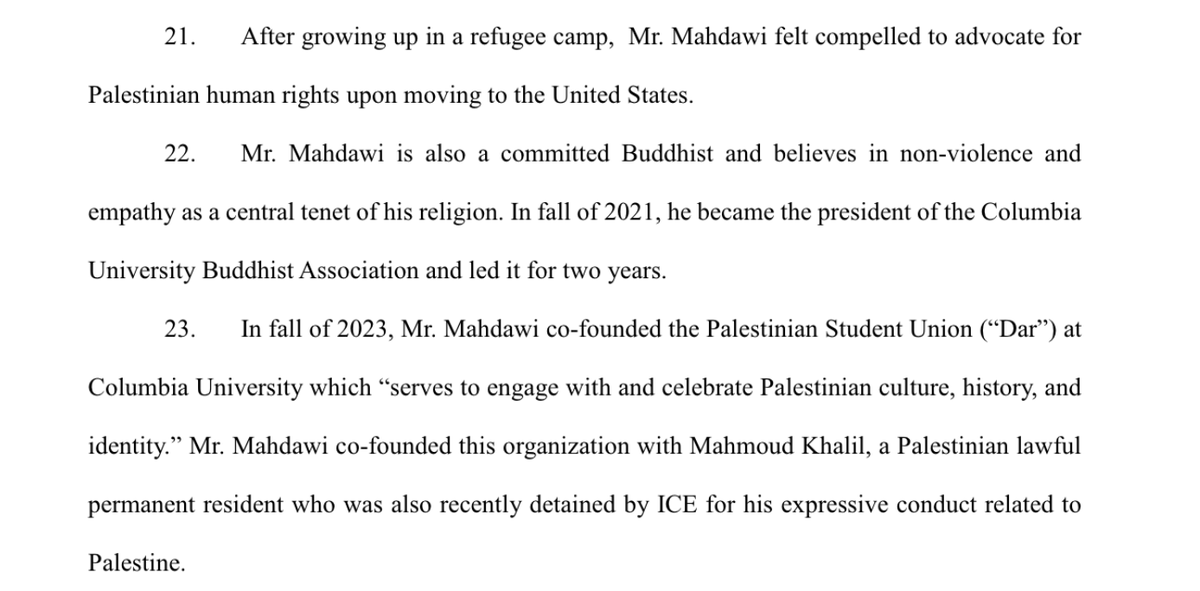 prem_thakker's tweet photo. Trump admin just detained Mohsen Mahdawi, who:
–has green card
–was Columbia Buddhist club president
–saw best friend shot by Israeli soldier
–said "we are against antisemitism because antisemitism is a form of injustice, and injustice anywhere is a threat to justice everywhere" https://t.co/DEpKf85yno