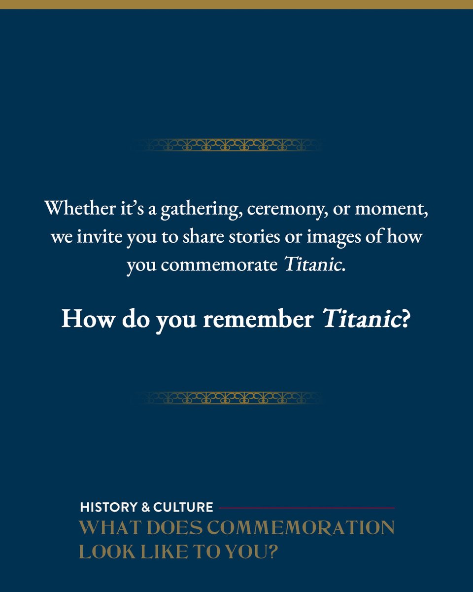 It’s been 113 years since the sinking of #TITANIC. Today, people around the world remember the Ship and the 2,208 on board. 
What does honoring and remembering TITANIC look like for you? 
#RMSTitanic #History #TITANICAnniversary #Titanic113