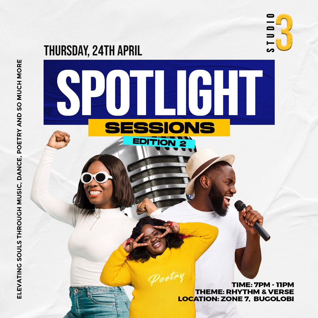 trroystudios's tweet image. IT’S SHOWTIME!

The moment we’ve been waiting for is finally here!🥳

Studio 3: Spotlight Sessions 2nd edition is officially on the 24th of April, 2025 at Zone 7, Mbuya!😝

Join us for a beautiful creative evening from 7pm - 11pm!☺️

Come One, Come All!✨