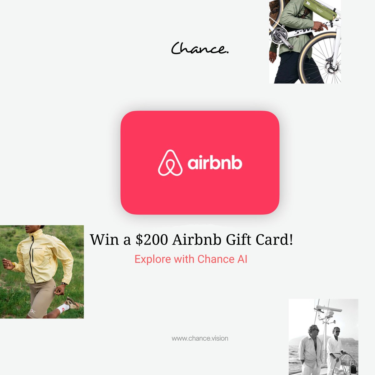 Chance_vision's tweet image. ✨GIVEAWAY✨
🌎Win a $200 Airbnb gift card!✈️
Tired of doomscrolling? Go out and #TakeaChance with Chance AI. Enter now:
👉cha.vision/TAC1
It's exploration—powered by the world's most advanced visual AI.
Good luck! 🎉
#ChanceAI #AI #photography #Airbnb #Travel…