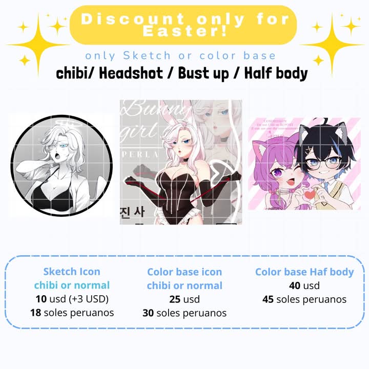 Artesa_chan's tweet image. I'm coming with a super-good discount just for Easter!😊
TAT: one or two weeks
Full payment is required so you can quickly fill up my list! 🥰
#commission #vtubercommissions                     #commissionopen #emergencycommissions #Vtuber #VtuberEN #furryart #ocart #ocxcanon
