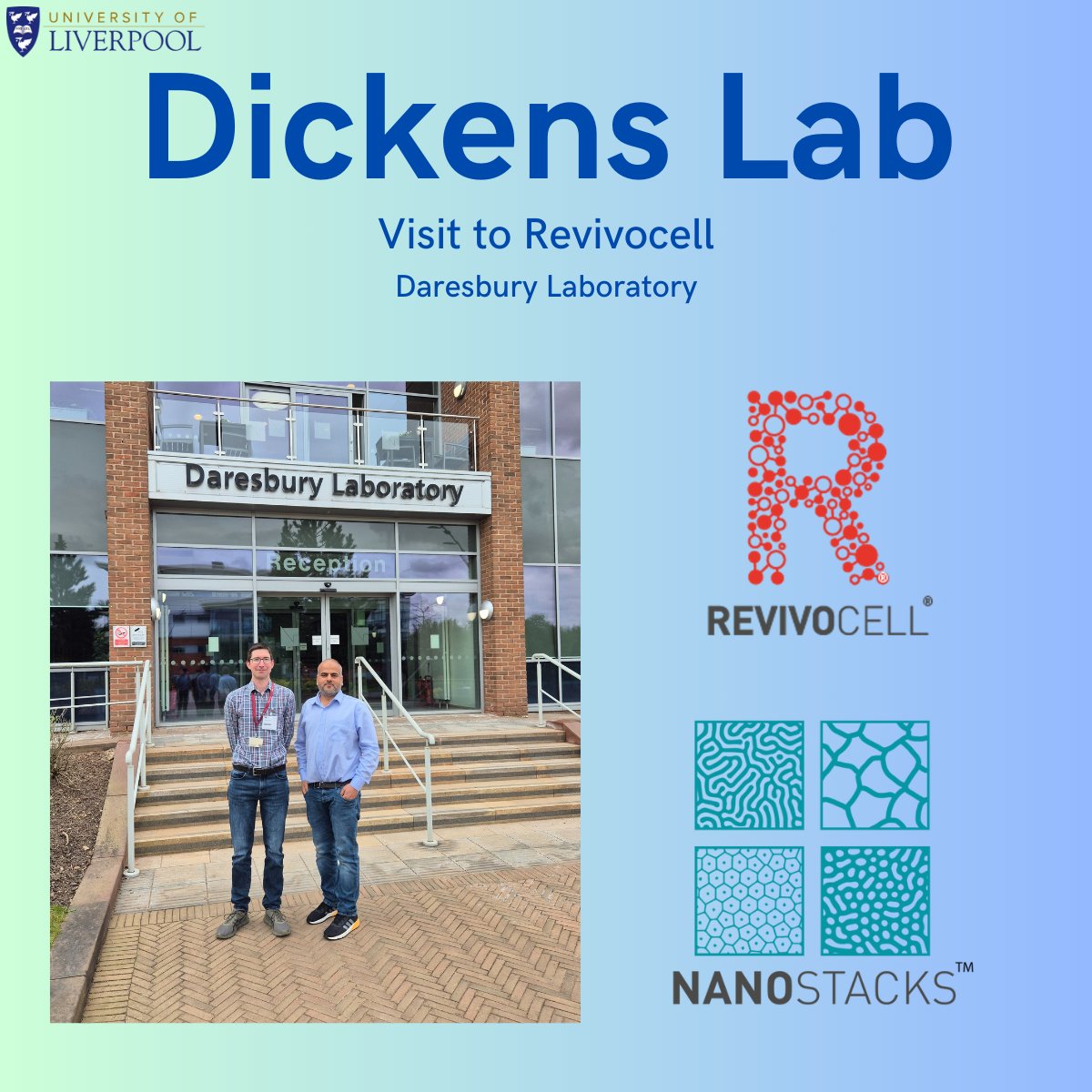 Great visit to Revivocell Ltd. today at Daresbury Laboratory!

I meet up with Abdullah Talari and we focused on the potential of NANOSTACKS technology to enhance in vitro blood-brain barrier modelling -an exciting step forward for neuropharmacology and translational research.
