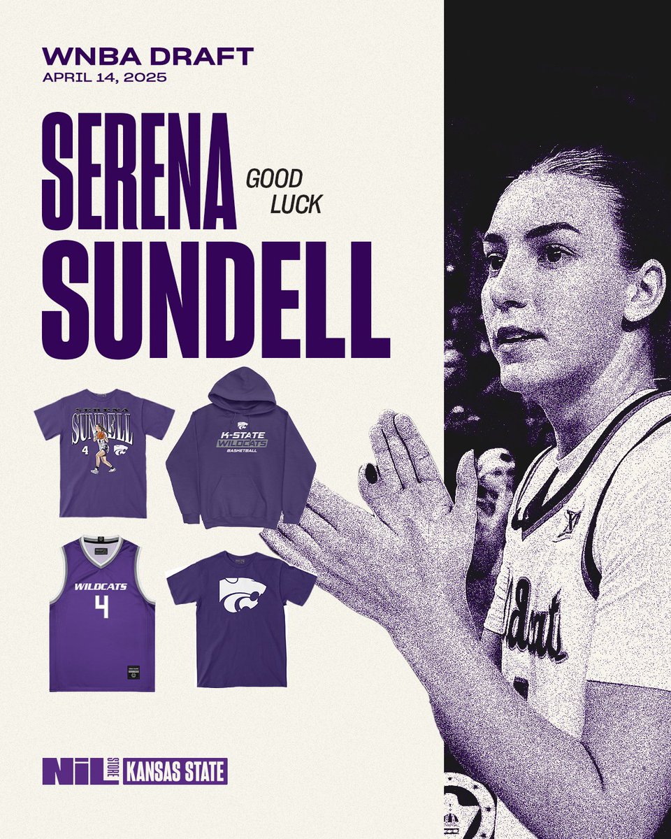 KStateNILStore's tweet image. It's draft night for @serena_sundell!

Shop her love and shop her merch: nil.store/kansas-state/k…