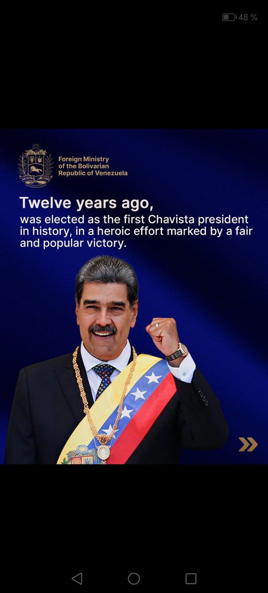 Twelve years ago the First Chavista President was elected by the Venezuelan people, in response to the Last will of the Commander Chávez before he leave.