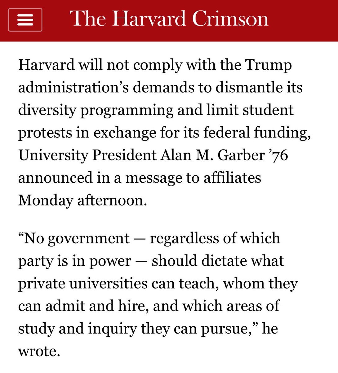 Good for Harvard. Fuck fascism.