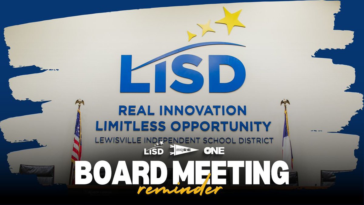 𝐑𝐞𝐦𝐢𝐧𝐝𝐞𝐫: Tonight is Lewisville ISD's regularly-scheduled board meeting. Find more details at lisd.net/board.

#everyONE #OneLISD