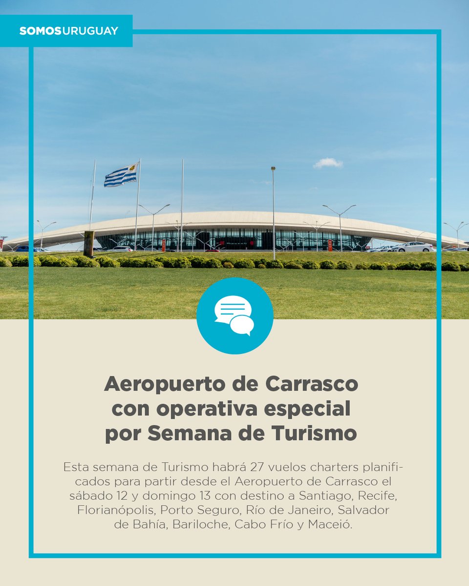 Aeropuerto de Carrasco con operativa especial por Semana de Turismo

NOTA COMPLETA: lnkd.in/eT655zCH
