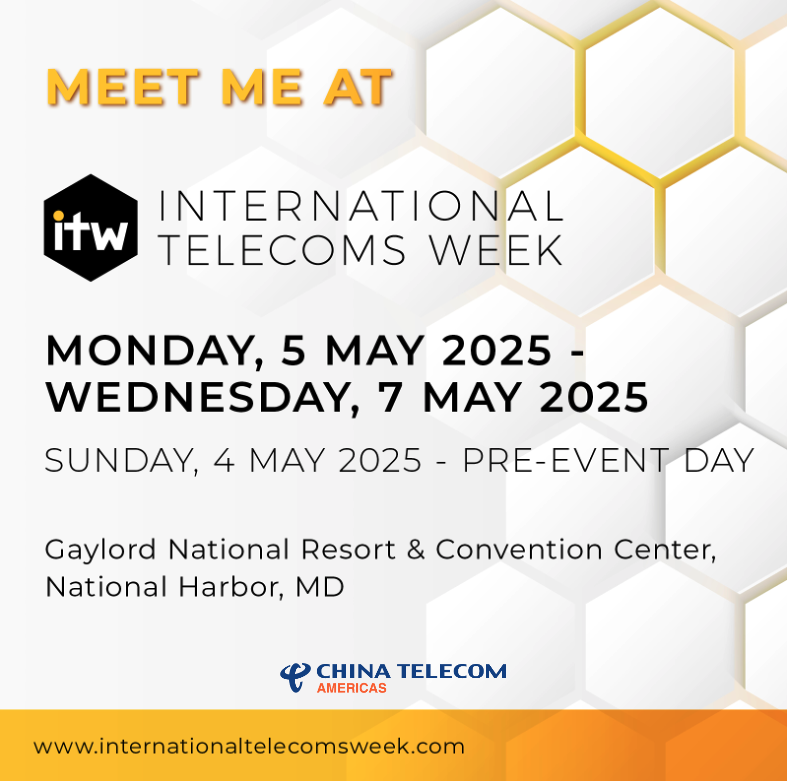 China Telecom Americas is attending ITW in National Harbor, Maryland, May 5–7! Let’s talk global network, cloud, and data center solutions—book a meeting： ctamericas.com/events/itw-202…