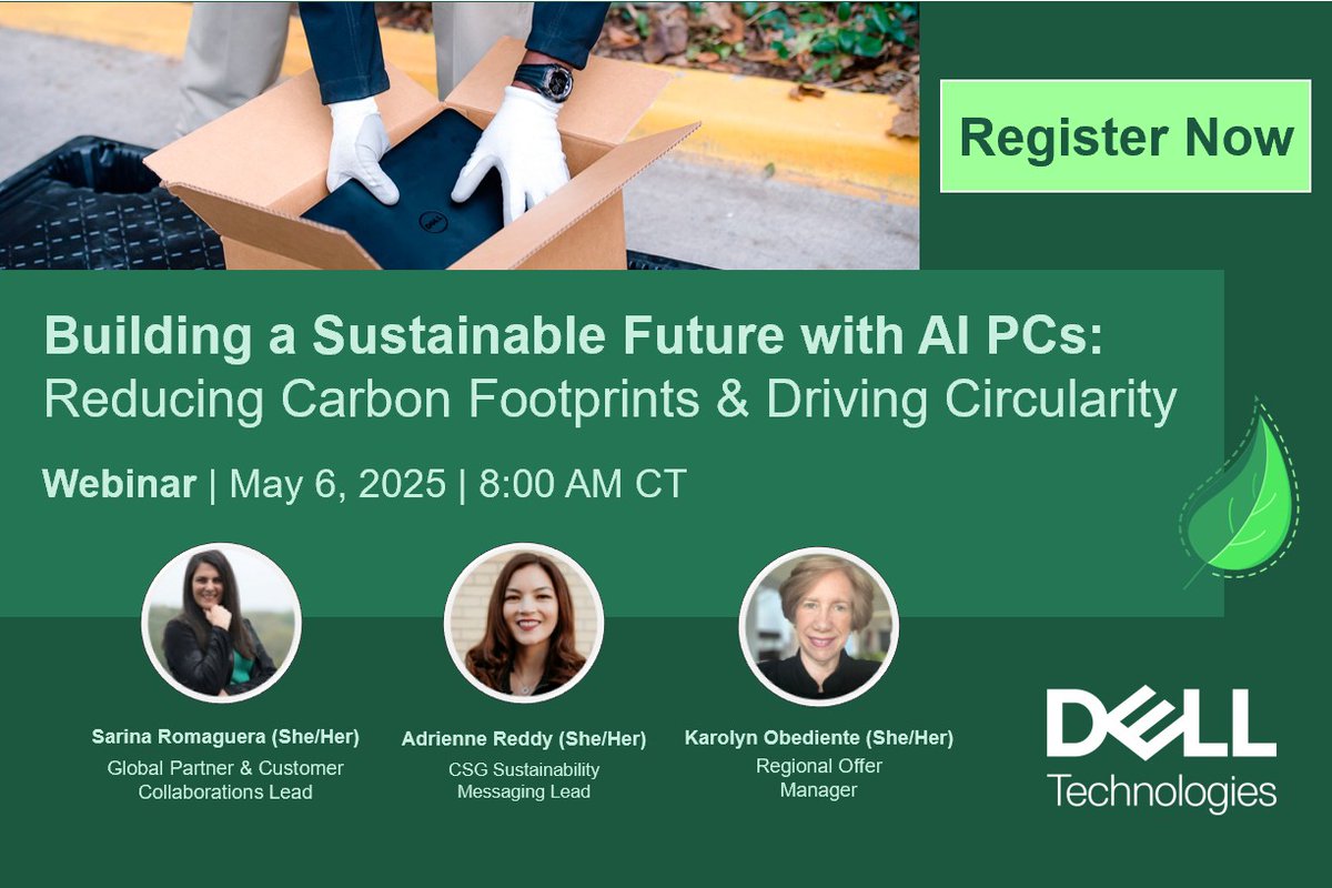 RaysUpp's tweet image. An event for our channel partners looking to help customers meet their #sustentabilidad ✅🌎 goals. Join our workshop* to discover how #tecnología and #AI can drive it⚡. 

Sign up here: del.ly/6011FhPvz 

*The workshop will be held in English.
 #iwork4dell