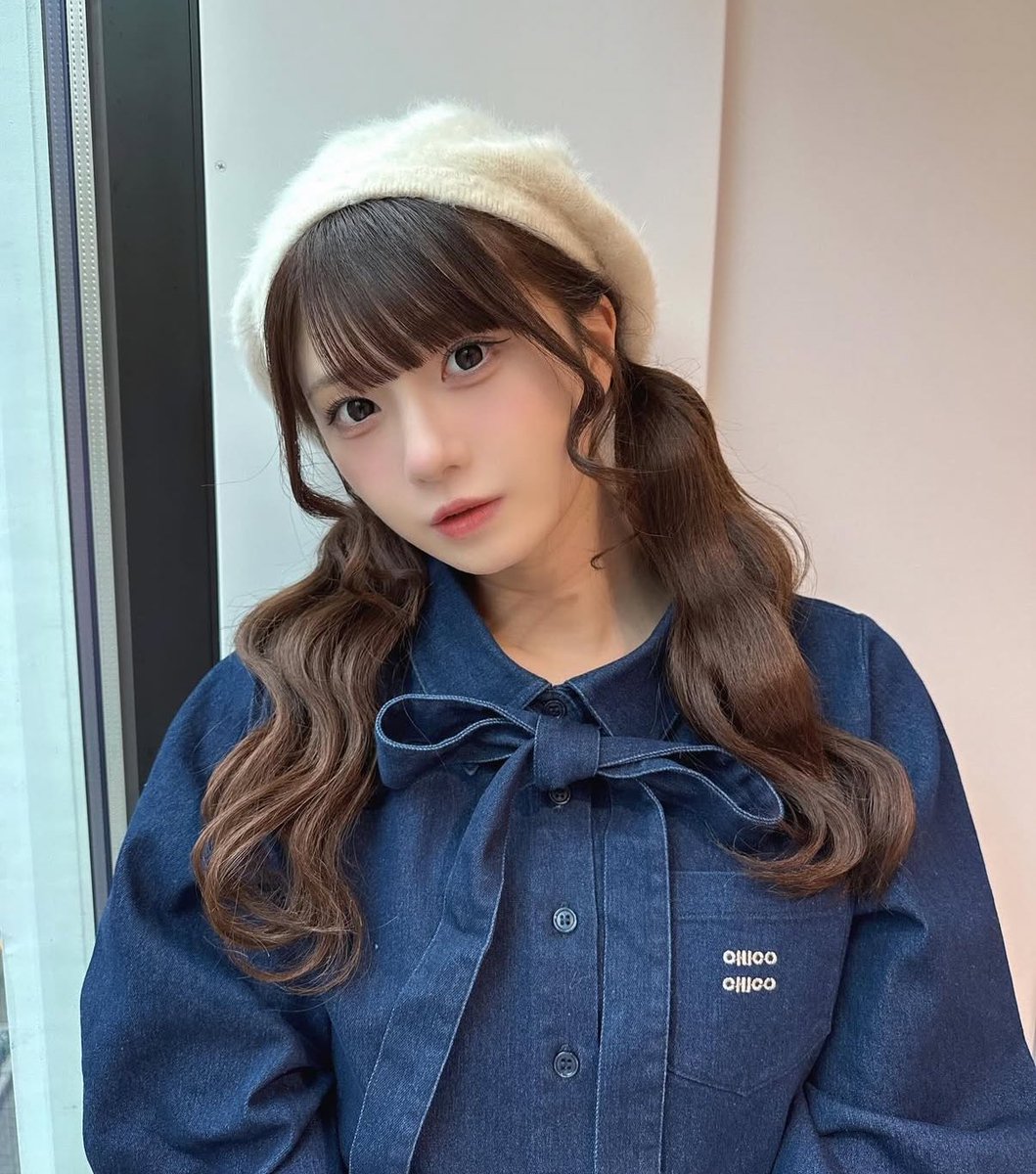 💎#ノイミー #菅波美玲 ちゃん着用 □ Chico ボウタイ付き短丈シャツ