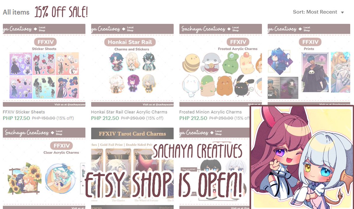 ✨ Reposts are greatly appreciated! 🙇

We are now on Etsy! We have a 15% off opening sale for anyone who'd like our FFXIV or HSR merch, so come check it out!

Link down below!

Thank you so much for your time! &lt;3 #ffxiv #ffxivart #hsr #honkaistarrail