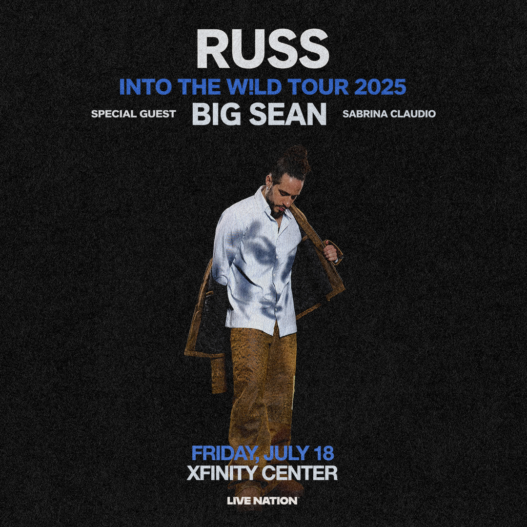 SAVE THE DATE! 🥂 <a href="/russdiemon/">RUSS</a> is coming to Xfinity Center on Friday, July 18 for the Into The W!LD Tour with special guests <a href="/BigSean/">Sean Don</a> &amp; Sabrina Claudio! 

🎟️ General public on sale this Friday at 10am
🔗 livemu.sc/4jbKQEn