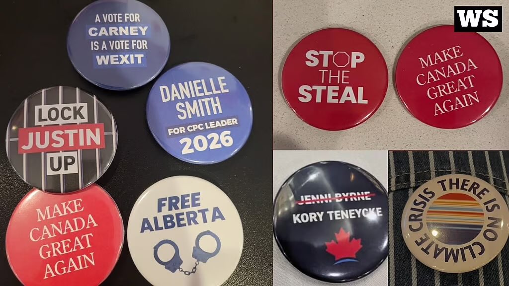 JJ_McCullough's tweet photo. Wow the Western Standard has revealed even more fake Conservative buttons Liberal operatives circulated at the conference. True astroturfing. https://t.co/LEQ8j93gLC