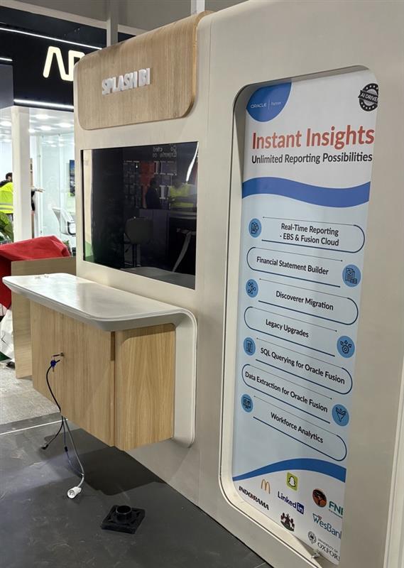 SplashBI's tweet image. Gitex Africa 2025 is buzzing at SplashBI’s booth!

📍 Hall 12 – Stand 12B-30
Explore smarter Oracle reporting, live demos &amp;amp; connect with experts.

Book now → bit.ly/3DS7iTD

#SplashBI #GitexAfrica #FlashAI #OracleEBSReporting #RealTimeReporting #SelfServiceReporting