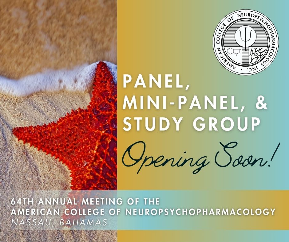 Mark your calendars! Submissions open in one week ** April 21st ** for panels, mini-panels, and study groups for the ACNP 64th Annual Meeting: January 12-15, 2026, Nassau, Bahamas! Deadline to submit is June 12, 2025, at 5:00 pm Central. bit.ly/3TXuYcz  #ACNP2026
