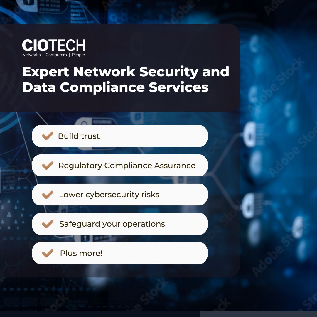 Expert network security and data compliance aren’t just checkboxes—they’re essential for protecting your business, customers, and reputation. Security isn’t optional—it’s a necessity. 

#CIOTech #CyberSecurity #DataProtection #StayCompliant #BusinessSecurity