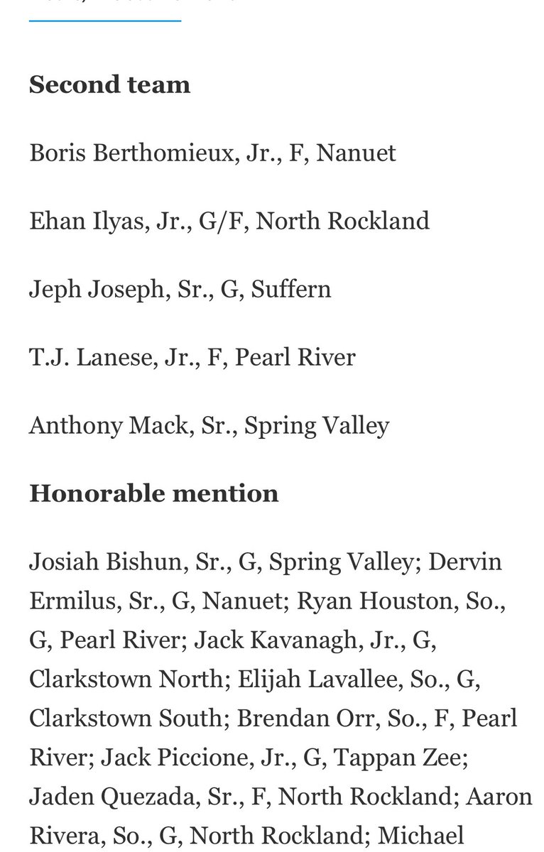 Honored to be named All-County second team