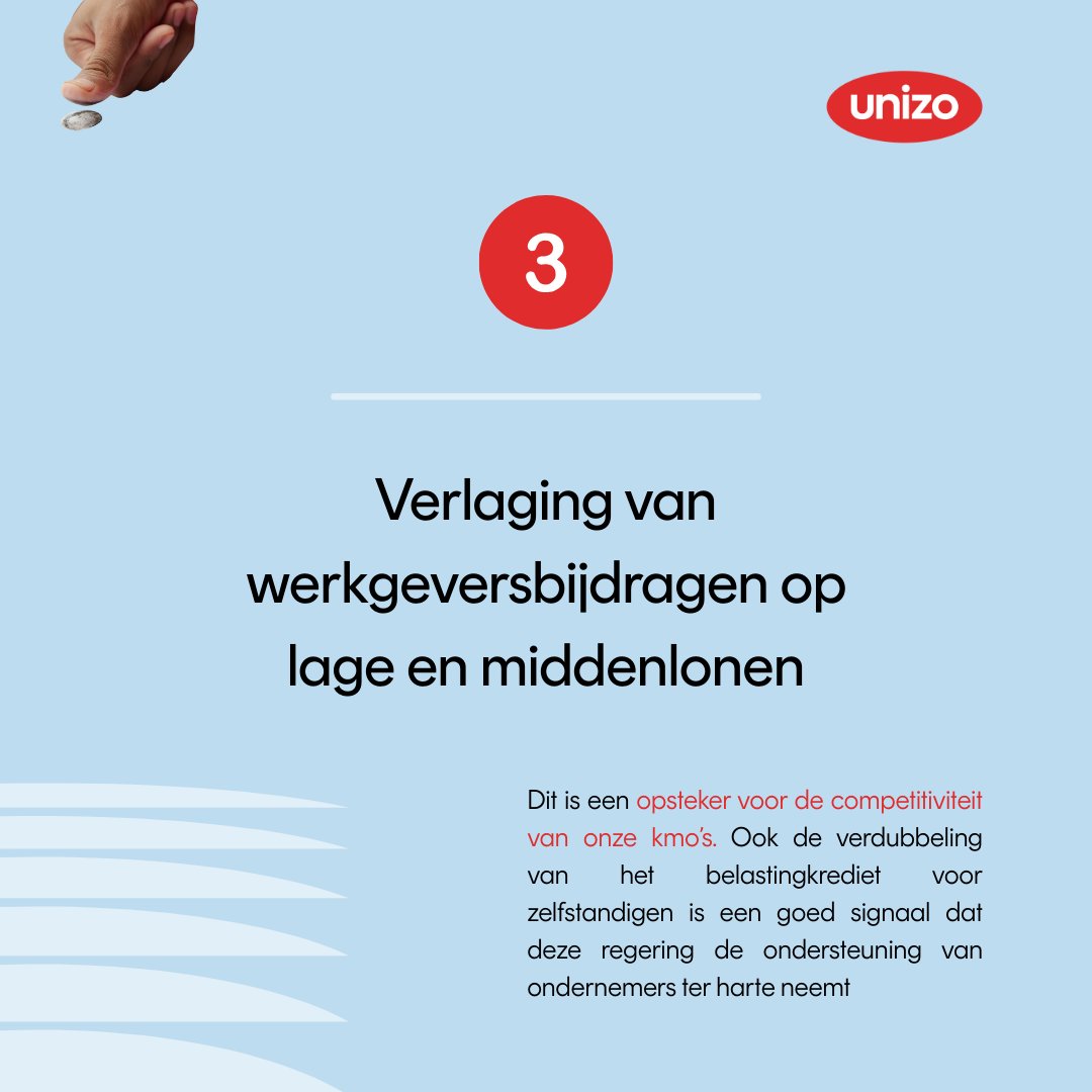 UNIZO reageert tevreden op het paasakkoord van de federale regering. Er worden een aantal maatregelen doorgevoerd die positief zijn voor de arbeidsmarkt, en zelfstandigen en kmo’s ondersteunen 💪

👉 Meer weten? Lees er hier alles over unizo.be/de-unizo-vinge…